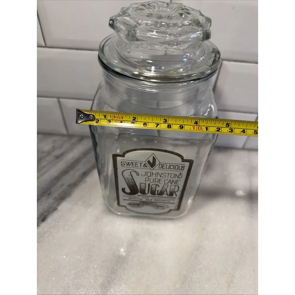 Vintage Johnston Sugar Anchor Hocking Glass Canister Advertising Promotional 995